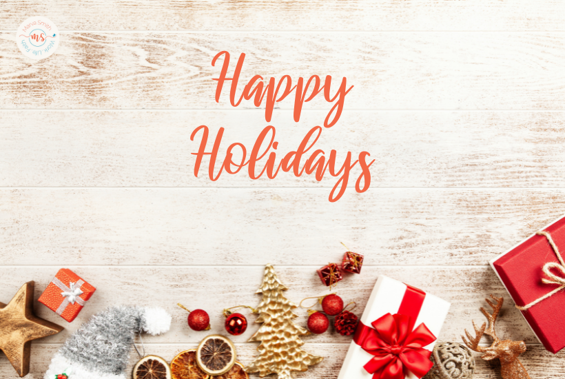 Happy Holidays on festive background - MarvaSmith.com. Enjoy the holidays.